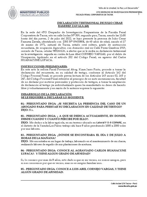 Declaracion Testigo Pdf