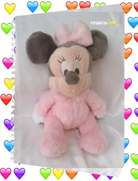 DOUDOU PELUCHE MINNIE Rose Longs Poils Disneyland Paris Grelot Disney