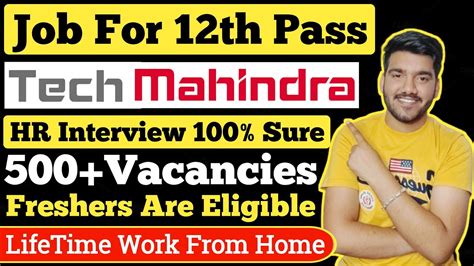 Tech Mahindra Work From Home Job PAN India Hiring Jobs For 12th