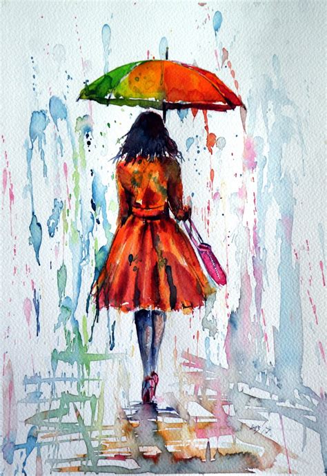 Colorful Rain, Painting by Anna Brigitta Kovacs (KAB) | Artmajeur