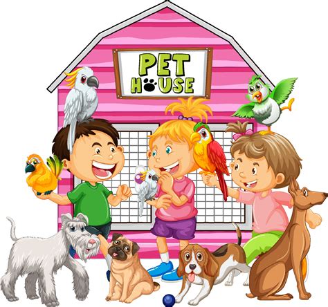 Children with their pet in cartoon style 6158576 Vector Art at Vecteezy