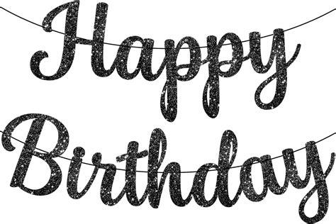 Amazon KatchOn Cursive Glitter Black Happy Birthday Banner Pre