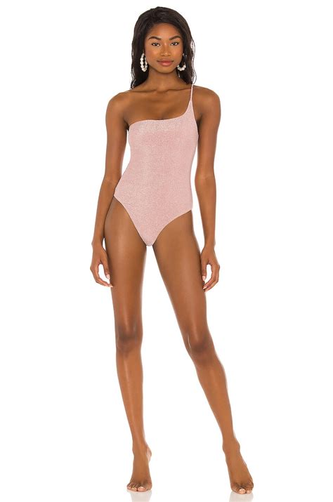 Nookie One Shoulder One Piece In Nude Lurex Revolve