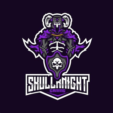 Plantilla De Logotipo De Skull Knight Esport Vector Premium