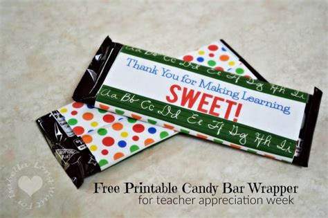 Teacher Appreciation Candy Bar Wrapper Printable Appreciation