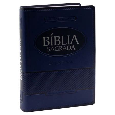 B Blia Sagrada Ara Ndice Letra Gigante Couro Sint Tico Azul