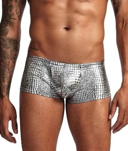 New Men S Sexy Shinny Silver Snakeskin Boxer Brief W Contoured Pouch Gay Ebay
