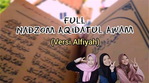 Full Nadzom Aqidatul Awam Versi Alfiyah Youtube