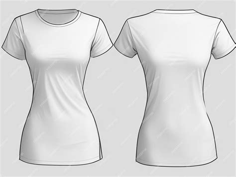 Premium Ai Image Womens Short Sleeve Crew Neck T Shirt Flat Sketch