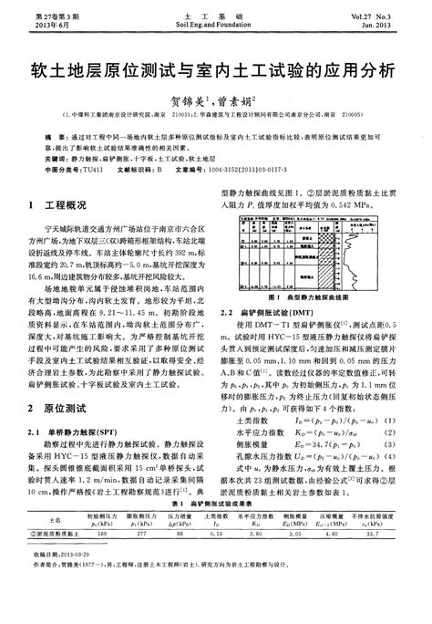 软土地层原位测试与室内土工试验的应用分析word文档在线阅读与下载无忧文档