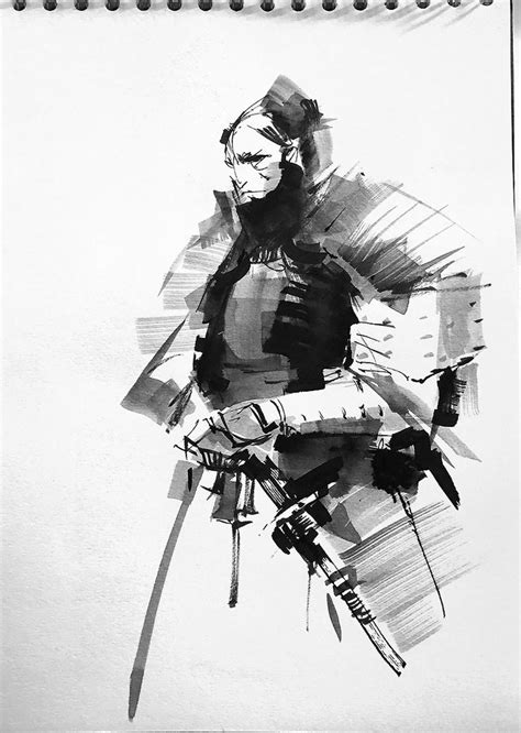 Artstation Samurai Ink Wash Video Process Richard Anderson