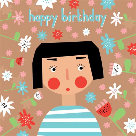 Happy Birthday Girl Quirky Bob Fwp015 Fiona Wilson Prints