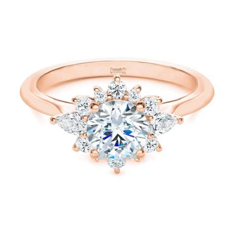 18k Rose Gold Starburst Cluster Halo Diamond Engagement Ring 107131 Seattle Bellevue Joseph