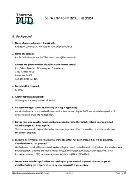 Fillable Online Environmental Checklist Cover Sheet Sepa Fax Email