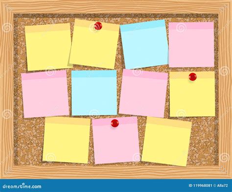 Note Paper On Cork Board Bulletin Board Stock Vector Illustration Of