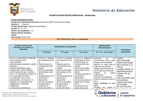 Planificacion Basica Superior multigrado EESS PLANIFICACIÓN