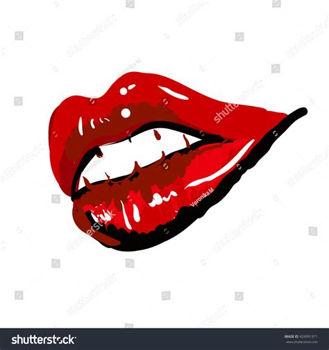 Sexy Vector Female Lips Illustration Can เวกเตอร์สต็อก ปลอดค่า