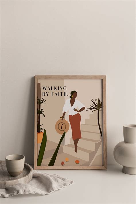 Walking by Faith Black Illustration Poster Printed & Shipped - Etsy