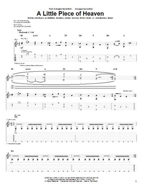 A Little Piece Of Heaven By Avenged Sevenfold Guitar Tab Guitar