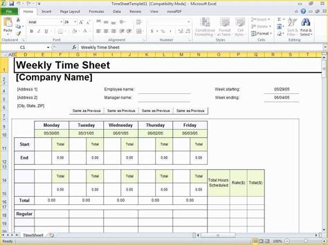 Free Excel Timesheet Template with formulas Of Time Sheet In Excel Easy ...