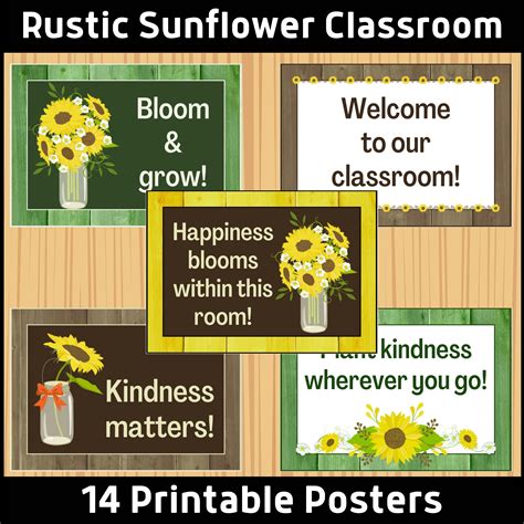 Rustic Sunflower Classroom Welcome Posters By Teach Simple