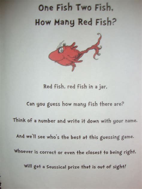 Guess How Many Fish Game Poem Baby Shower Prizes Funny Baby Shower