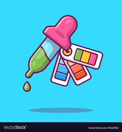 Pipette Paint Drop And Color Picker Cartoon Vector Image