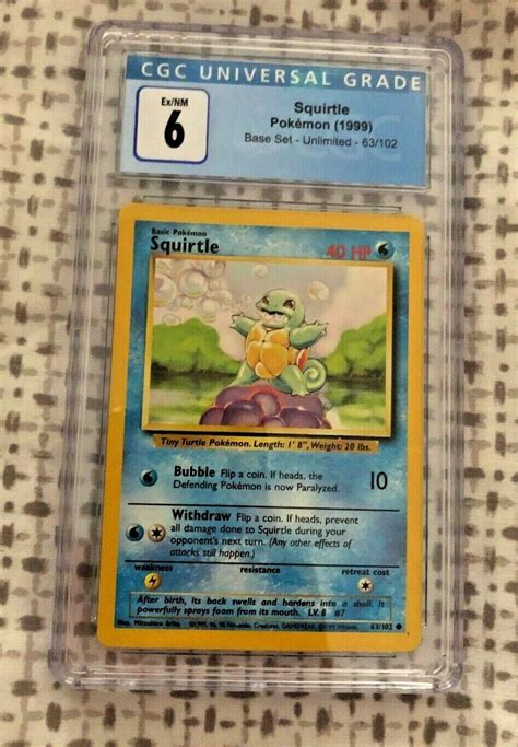 Squirtle Base Set Common Pokemon Card 63 102 CGC 6 Ex NM EBay