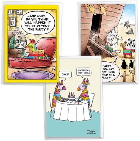 Nobleworks Assortment Pack Of 3 Hysterical Birthday Greeting Cards With Envelopes