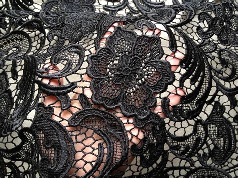 Elegant Venice Embroidered Lace Fabric In Black For Wedding Etsy