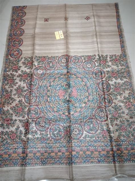 Bhagalpuri Silk Madhubani Handwoven Pure Tassar Gichha Hand Painted