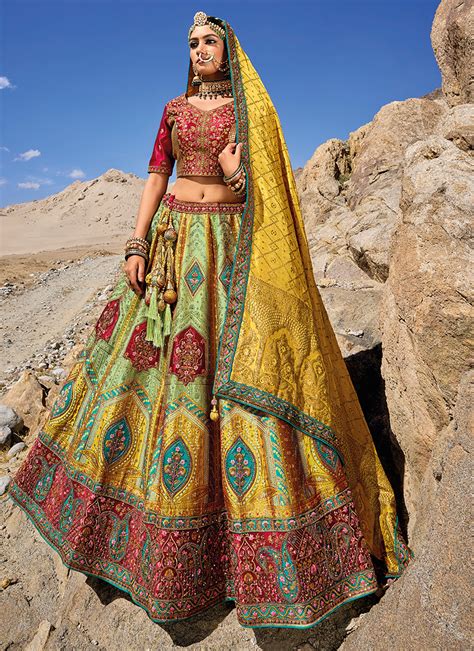 Ladakh Lahenga Banarasi Silk Wholesale Lehenga Choli 7 Pieces Catalog