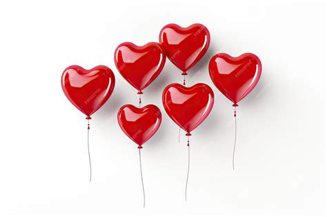 Premium Photo Red Heart Shaped Foil Balloons Isolated On White