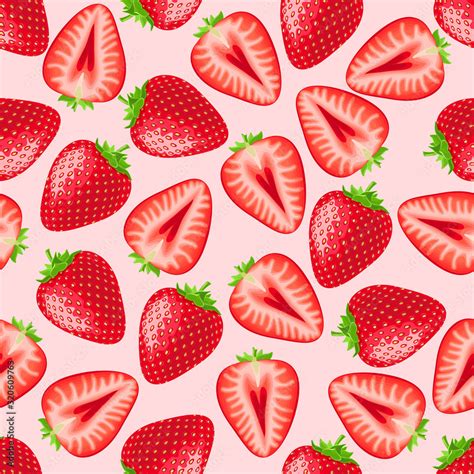 red strawberry seamless pattern. Texture for fabric, wrapping, wallpaper. Decorative print ...