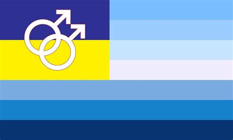 Vector Illustration Of The Yellow Blue Flag Of Ukraine On The Gay Lesbian Flag Of Gay Pride