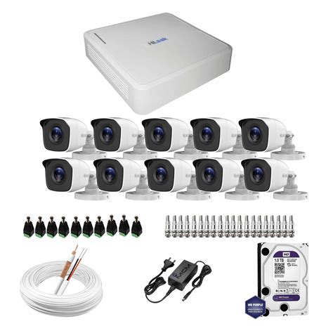 Kit 10 Câmeras De Segurança Hilook Bullet Hd Thc B120C P 1080P 2Mp Uso