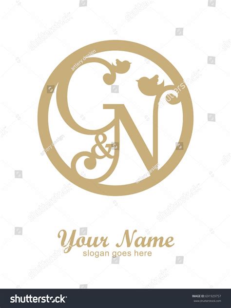 C N Initial Wedding Decorative Logo Stock Vector Royalty Free