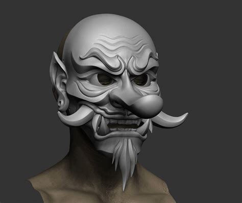 Archivo 3D Máscara japonesa Tengu Smile Mask Oni Demon Mask Samurai