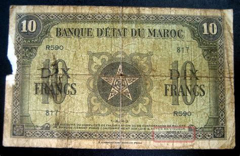 1943 Morocco 10 Dix Francs Banknote Sku 12111216