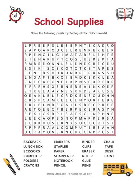 School Supplies Word Search English Esl Worksheets Pdf Doc Atelier