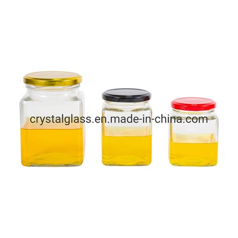 280ml 380ml 500ml Square Food Storage Glass Jar Jam Honey Glass Jar With Twist Off Lid 9oz