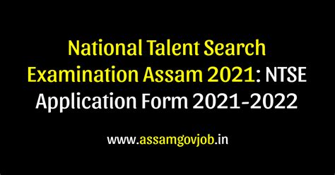 National Talent Search Examination Assam 2021 Ntse Application Form