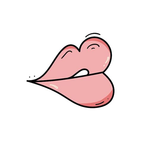 Icono De Labios De Rosa De Doodle Boca Rosa Dibujada A Mano En Estilo