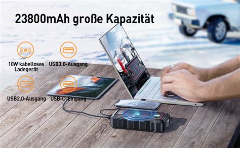 YABER Starthilfe Powerbank 5000A Spitzenstrom 23800mAh Auto Starthilfe