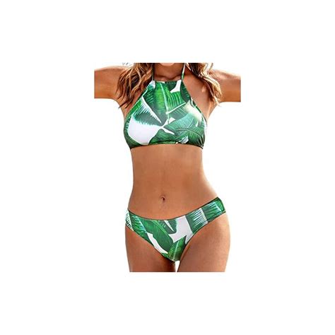 Ekouaer Bikini Da Donna Con Allacciatura Al Collo Bikini A Fascia