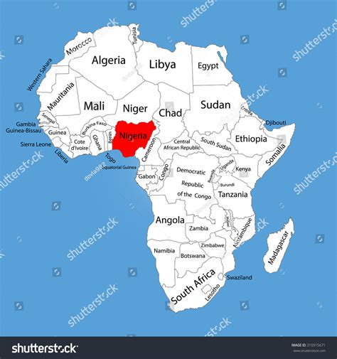 Nigeria Vector Map Silhouette Isolated On Stock Vector (Royalty Free