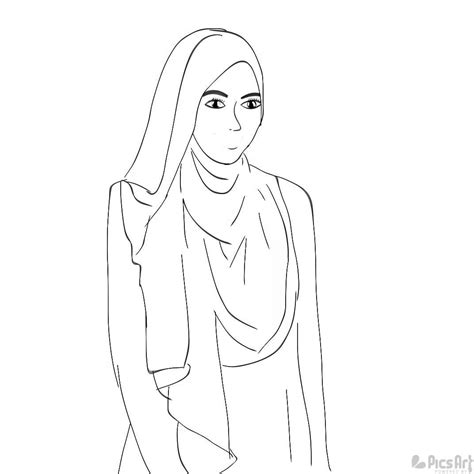 Sketsa Gambar Wanita Berhijab 56 Koleksi Gambar