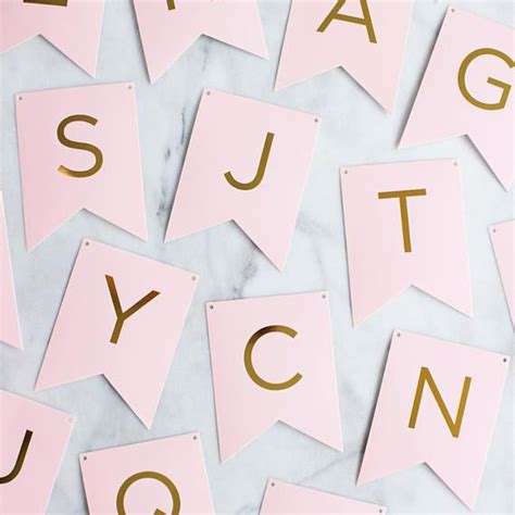 Gold Foil Stamped Blush Pink Alphabet Custom Letter Banner Etsy