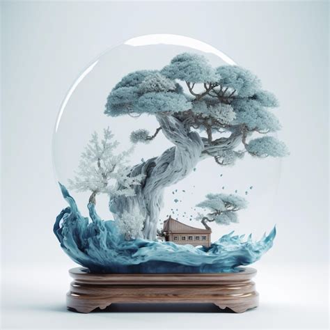 Premium AI Image A Snow Globe With A Tree Inside Of It