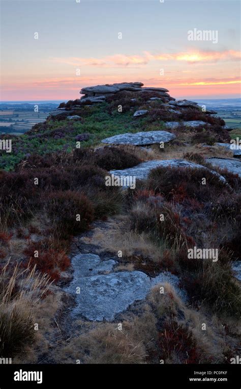 Dawn Breaking On Hawks Tor On The Eastern Flank Of Bodmin Moor Stock